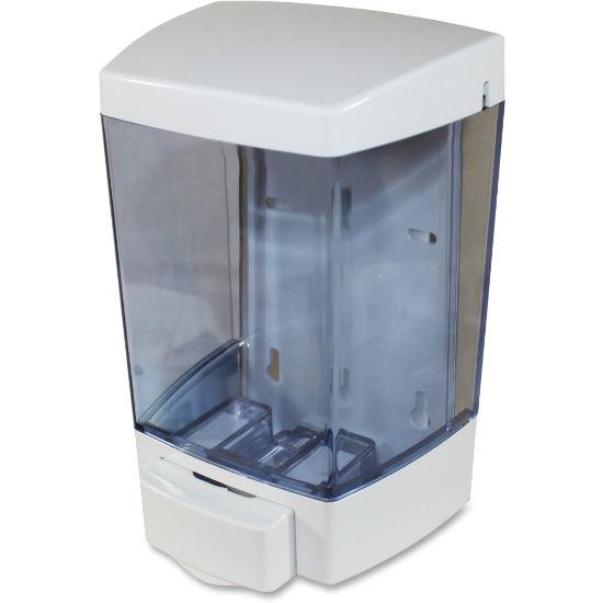 Picture of Genuine Joe Liquid Soap Dispenser - Manual - 1.44 quart Capacity - See-through Tank, Water Resistant - White - 1Each