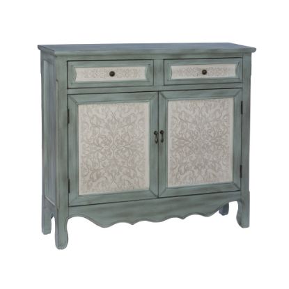 Picture of Powell Balfour 2-Door Console Table, 36inH x 40-1/4inW x 11inD, Blue/White