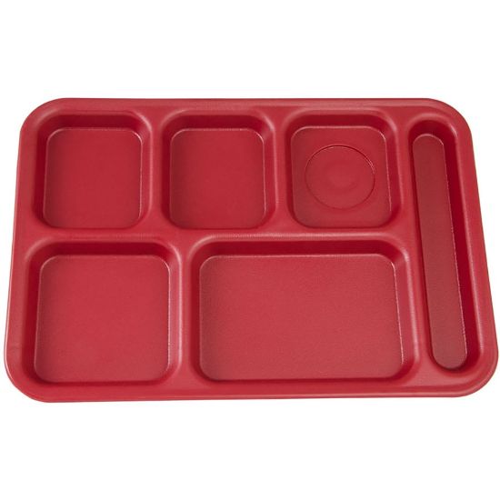 Picture of Cambro Camwear 6-Compartment Serving Trays, 10in x 14-1/2in, Cranberry, Pack Of 24 Trays