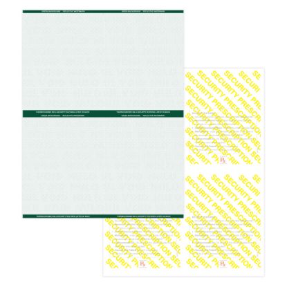 Picture of Medicaid-Compliant High-Security Perforated Laser Prescription Forms, 1/4-Sheet, 4-Up, 8-1/2in x 11in, Green, Pack Of 500 Sheets