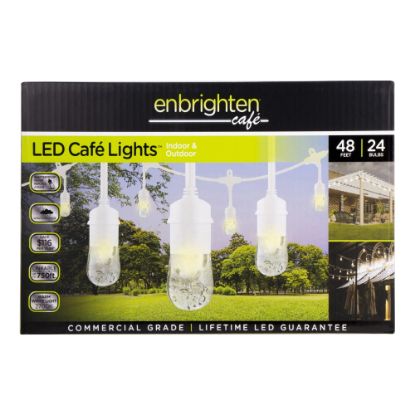 Picture of Enbrighten Classic LED Cafe Lights, 48ft, Indoor/Outdoor, White Cord/Multicolor Lights