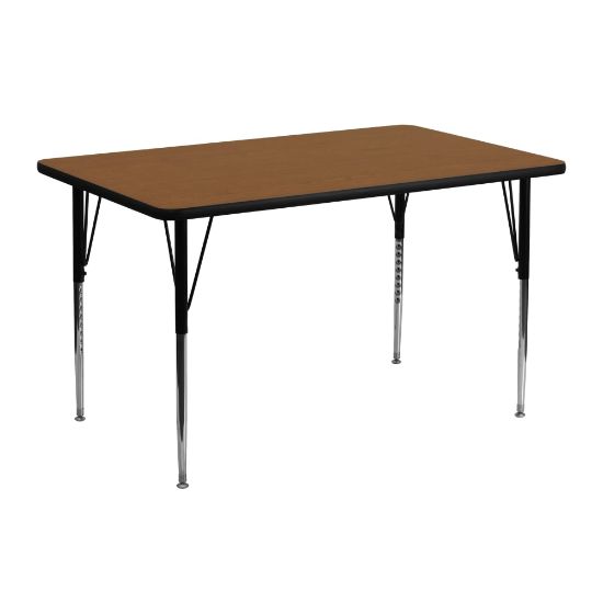 Picture of Flash Furniture 48ft"W Rectangular HP Laminate Activity Table With Standard Height-Adjustable Legs, Oak