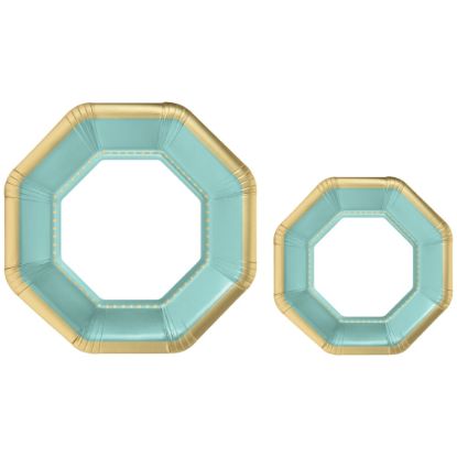 Picture of Amscan Octagonal Premium Plates, Robins Egg Blue, 20 Plates Per Pack, Case Of 2 Packs