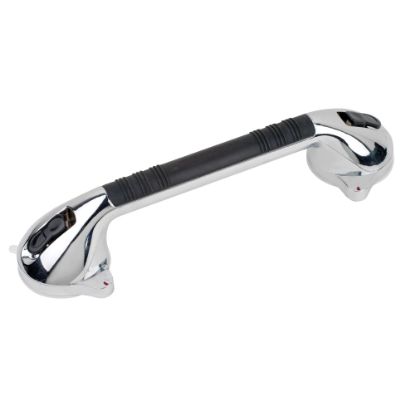 Picture of HealthSmart Suction Cup Grab Bar With Germ Protection, 16inH x 2inW x 3 1/2inD, Chrome