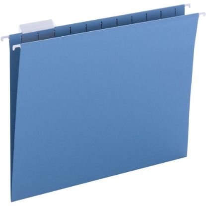 Picture of Business Source 1/5 Tab Cut Letter Recycled Hanging Folder - 8 1/2in x 11in - Blue - 10% Recycled - 25 / Box