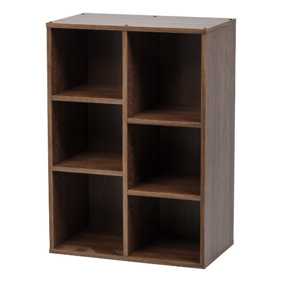 Picture of IRIS 33inH 6-Cube Storage Bookcase, Brown