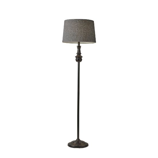 Picture of Adesso Simplee Charles Floor Lamp, 60inH, Dark Herringbone Shade/Black Base