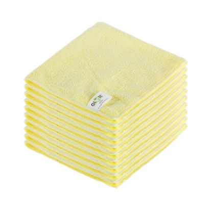 Picture of Globe Commercial Products Microfiber Cloths, 16in x 16in, Yellow, Pack Of 10 Cloths