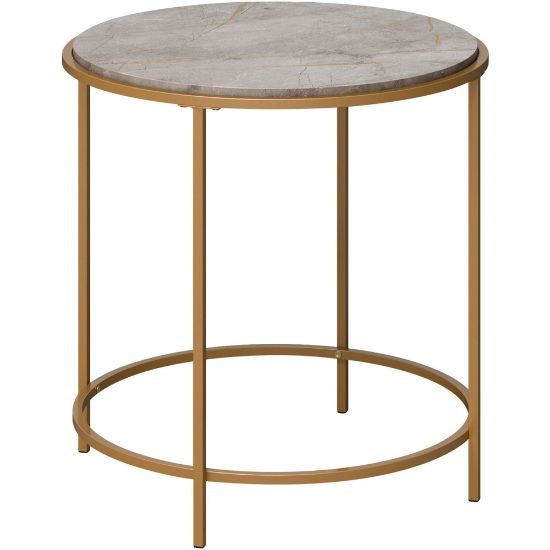 Picture of Sauder International Lux Round Side Table, 22-1/4inH x 22inW x 22inD, Taupe Gray Deco Stone/Satin Gold