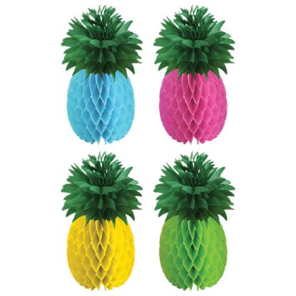 Picture of Amscan Summer Pineapple Honeycomb Centerpieces, 12in x 5in, Multicolor, Pack Of 8 Centerpieces