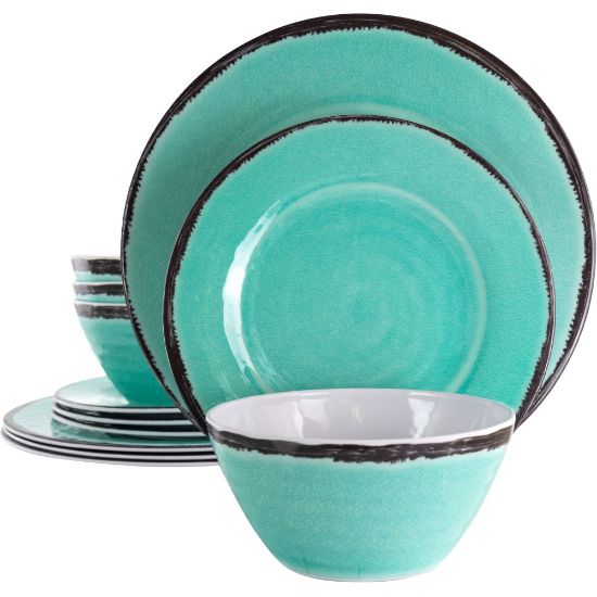 Picture of Elama Azul Banquet 12-Piece Dinnerware Set, Turquoise