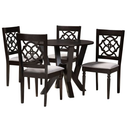 Picture of Baxton Studio Alma Dining Set, 29-15/16inH x 35-7/16inW x 35-7/16inD, Gray/Dark Brown