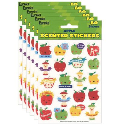 Picture of Eureka Scented Stickers, Apple, 80 Stickers Per Pack, Set Of 6 Packs