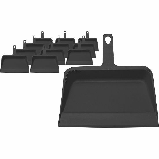 Picture of Genuine Joe Heavy-duty Plastic Dust Pan - 12in Wide - Plastic - Black - 12 / Carton