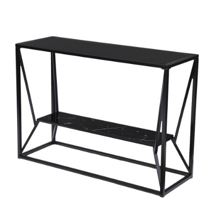 Picture of SEI Argall Long Glass-Top Console Table, 29-3/4inH x 42inW x 14-1/2inD, Black