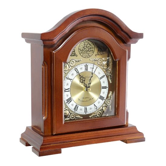 Picture of Bedford Clocks Mantel Clock, 9-1/2inH x 11-3/16inW x 4-1/4inD, Redwood