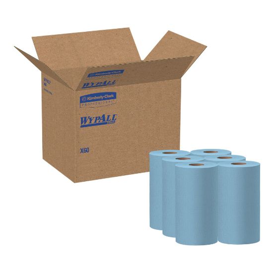 Picture of Wypall X60 Wipers, Unscented, 19 5/8in x 13 7/16in, Blue, 130 Sheet Per Roll, Case Of 6 Rolls