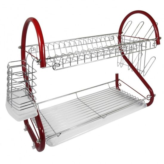 Picture of Better Chef DR-165R 2-Tier Chrome-Plated Dish Rack, 16in, Red