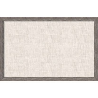 Picture of U Brands Linen Bulletin Board, 35in X 23in, Brown Rustic Wood Decor Frame