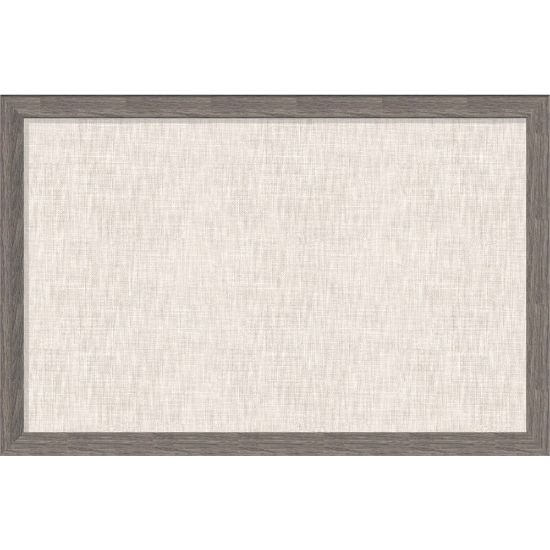 Picture of U Brands Linen Bulletin Board, 35in X 23in, Brown Rustic Wood Decor Frame