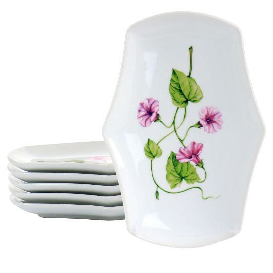 Picture of Martha Stewart Botanical Garden 6-Piece Fine Ceramic Serving Platter Set, 9in, White