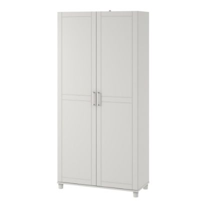 Picture of Ameriwood Home Callahan Utility Storage Cabinet, 3 Adjustable Shelves, 2 Fixed Shelves, 74 5/16inH x 35 11/16inW x 15 3/8inD, White