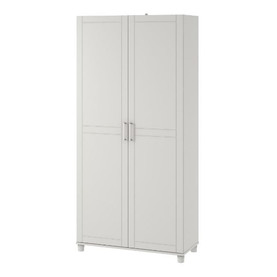 Picture of Ameriwood Home Callahan Utility Storage Cabinet, 3 Adjustable Shelves, 2 Fixed Shelves, 74 5/16inH x 35 11/16inW x 15 3/8inD, White