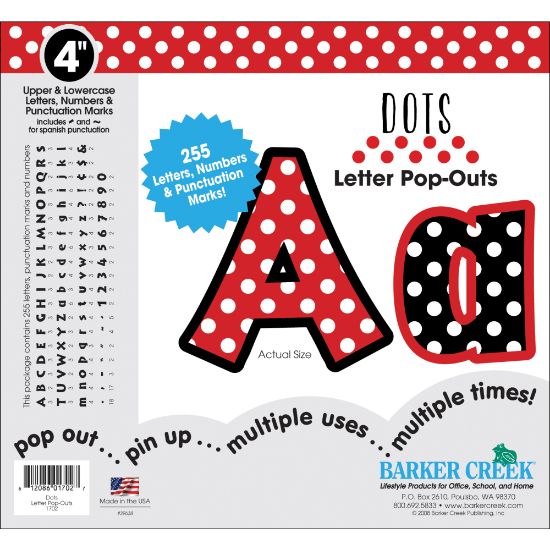 Picture of Barker Creek Letter Pop-Outs, 4in, Dots, Set Of 255