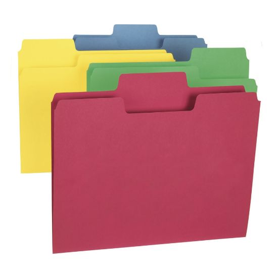 Picture of Smead SuperTab File Folders, Letter Size, 1/3 Cut, Assorted Colors, Box Of 100