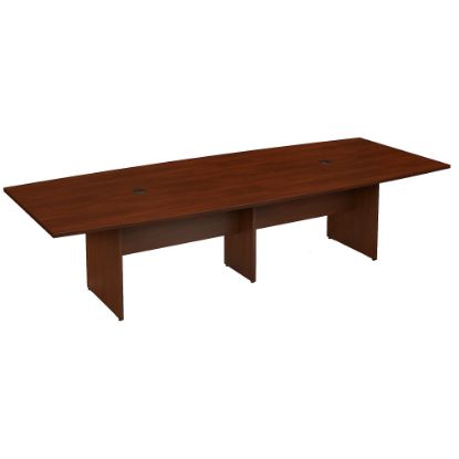 Picture of Bush Business Furniture 120inW x 48inD Boat Shaped Conference Table with Wood Base, Hansen Cherry, Standard Delivery