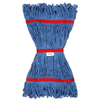 Picture of Alpine Industries Cotton Loop-End Mop Heads With 1in Head And Tail Bands, 16 Oz, Blue/Red, Set Of 12 Heads