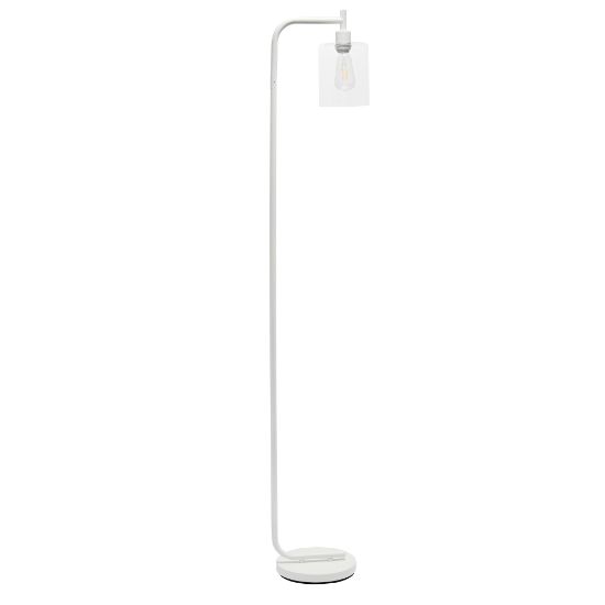 Picture of Simple Designs Modern Iron Floor Lamp, 67inH, White Base/Clear Shade