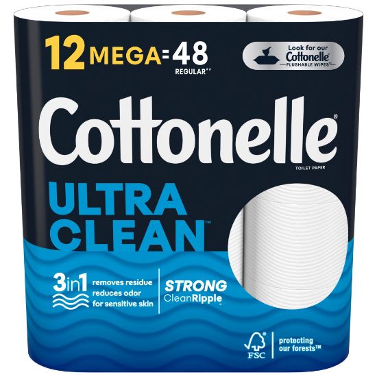 Picture of Cottonelle CleanCare 2-Ply Bathroom Tissue, 3in x 3-7/8in, White, 312 Sheets Per Roll, Pack Of 12 Rolls