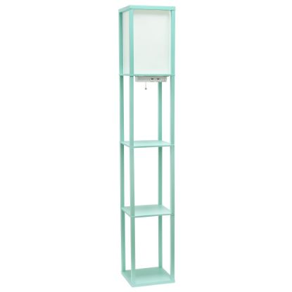 Picture of Simple Designs Etagere Organizer Floor Lamp, 62-1/2inH, White Shade/Aqua Base