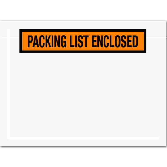 Picture of Tape Logic "Packing List Enclosed" Envelopes, Panel Face, 6 1/2in x 5in, Orange, Pack Of 1,000