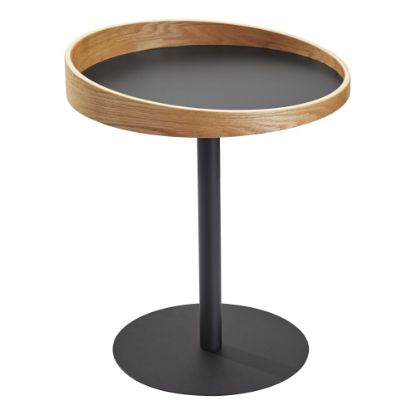 Picture of Adesso Crater End Table, Square, 21-1/2inH x 18inW x 18inD, Black/Natural Oak