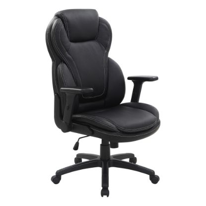 Picture of Office Star Ergonomic Leather High-Back Executive Office Chair, Black