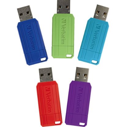 Picture of Verbatim 8GB PinStripe USB Flash Drive - 5pk - Assorted - 8GB - 5pk - Assorted