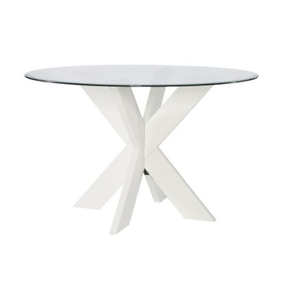 Picture of Powell Avaloni X Base Dining Table, 30inH x 48inW x 48inD, White/Clear