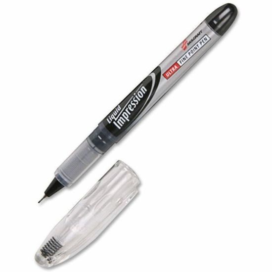 Picture of SKILCRAFT Liquid Impressions Markers, Extra Fine Point, Black, Pack Of 12 (AbilityOne 7520-01-519-4373)