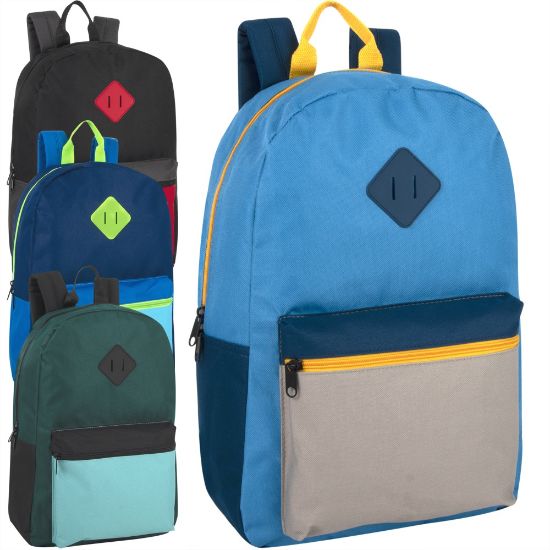 Picture of Trailmaker Multicolor Backpacks, Assorted Colors (Blue/Gray; Black/Red; Blue/Sky; Green/Lagoon), Pack Of 24 Backpacks