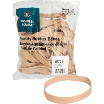 Picture of Business Source Quality Rubber Bands - Size: #107 - 7in Length x 0.6in Width - Sustainable - 40 / Pack - Rubber - Crepe