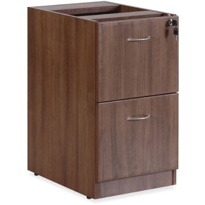 Picture of Lorell Essentials 16inW Vertical 2-Drawer Fixed Pedestal File Cabinet For Computer Desk, Walnut