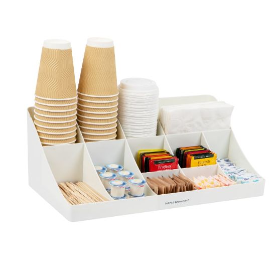 Picture of Mind Reader Anchor Collection 11 Compartment Coffee Condiment Organizer, 6 5/8inH x 6 1/2inW x 17 13/16inD, White