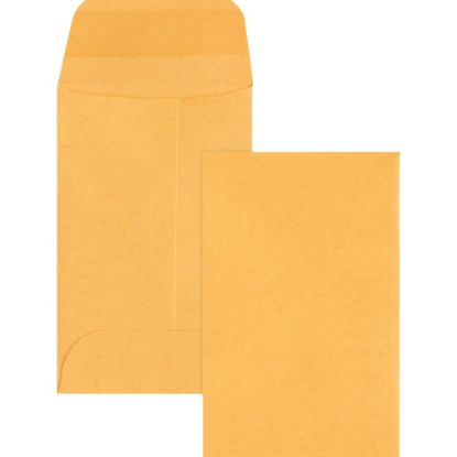 Picture of Business Source Small Coin Kraft Envelopes - Coin - #1 - 2 1/4in Width x 3 1/2in Length - 20 lb - Gummed - Kraft - 500 / Box - Brown Kraft