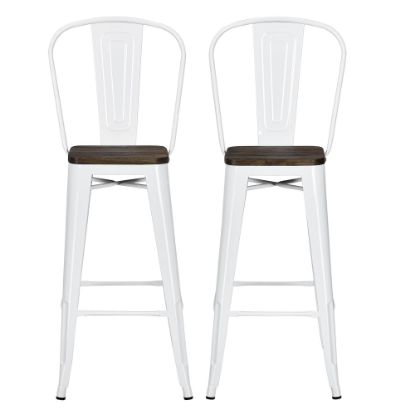 Picture of DHP Luxor Metal Bar Stools, White, Set Of 2