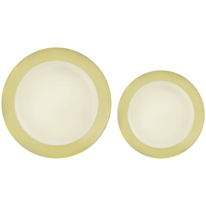 Picture of Amscan Round Hot-Stamped Plastic Bordered Plates, Vanilla Creme, Pack Of 20 Plates