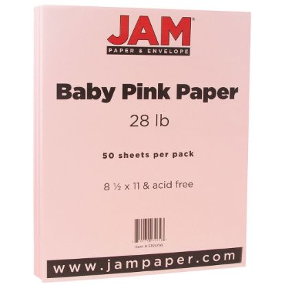 Picture of JAM Paper Color Multi-Use Printer & Copy Paper, Baby Pink, Letter (8.5in x 11in), 50 Sheets Per Pack, 28 Lb