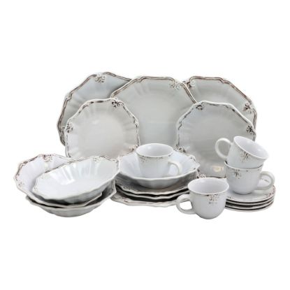 Picture of Elama Fleur De Lys 20-Piece Dinnerware Set, White