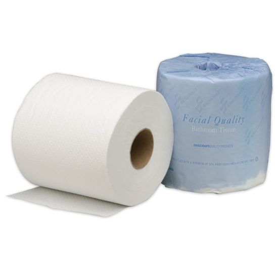 Picture of SKILCRAFT Facial Quality Toilet Paper, 100% Recycled, 500 Sheets Per Roll, Pack Of 40 Rolls (AbilityOne 8540-01-554-7678)